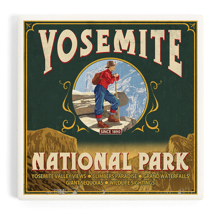 Yosemite National Park, California, Half Dome Vintage Sign, Coasters Coasters Lantern Press 