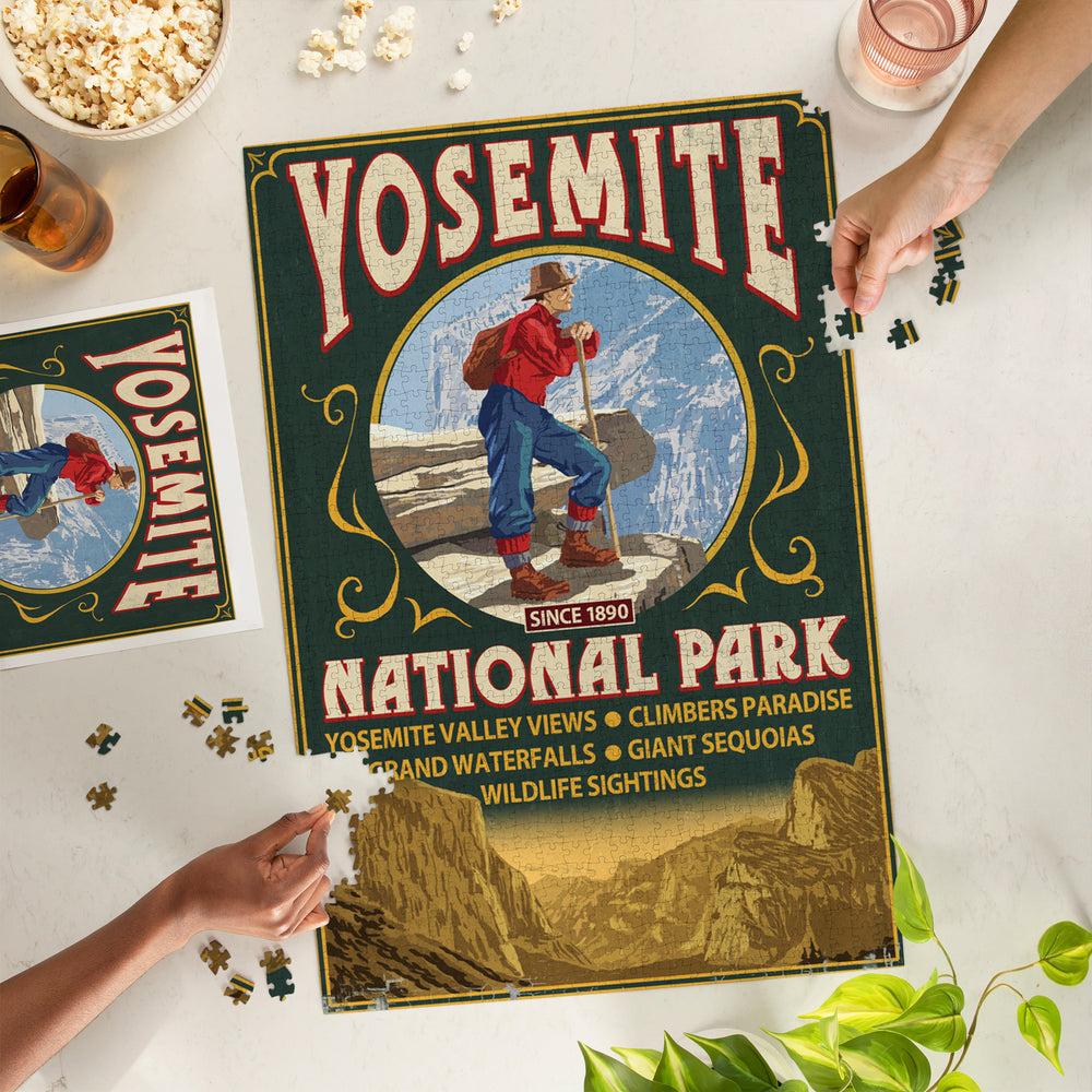 Yosemite National Park, California, Half Dome Vintage Sign, Jigsaw Puzzle Puzzle Lantern Press 