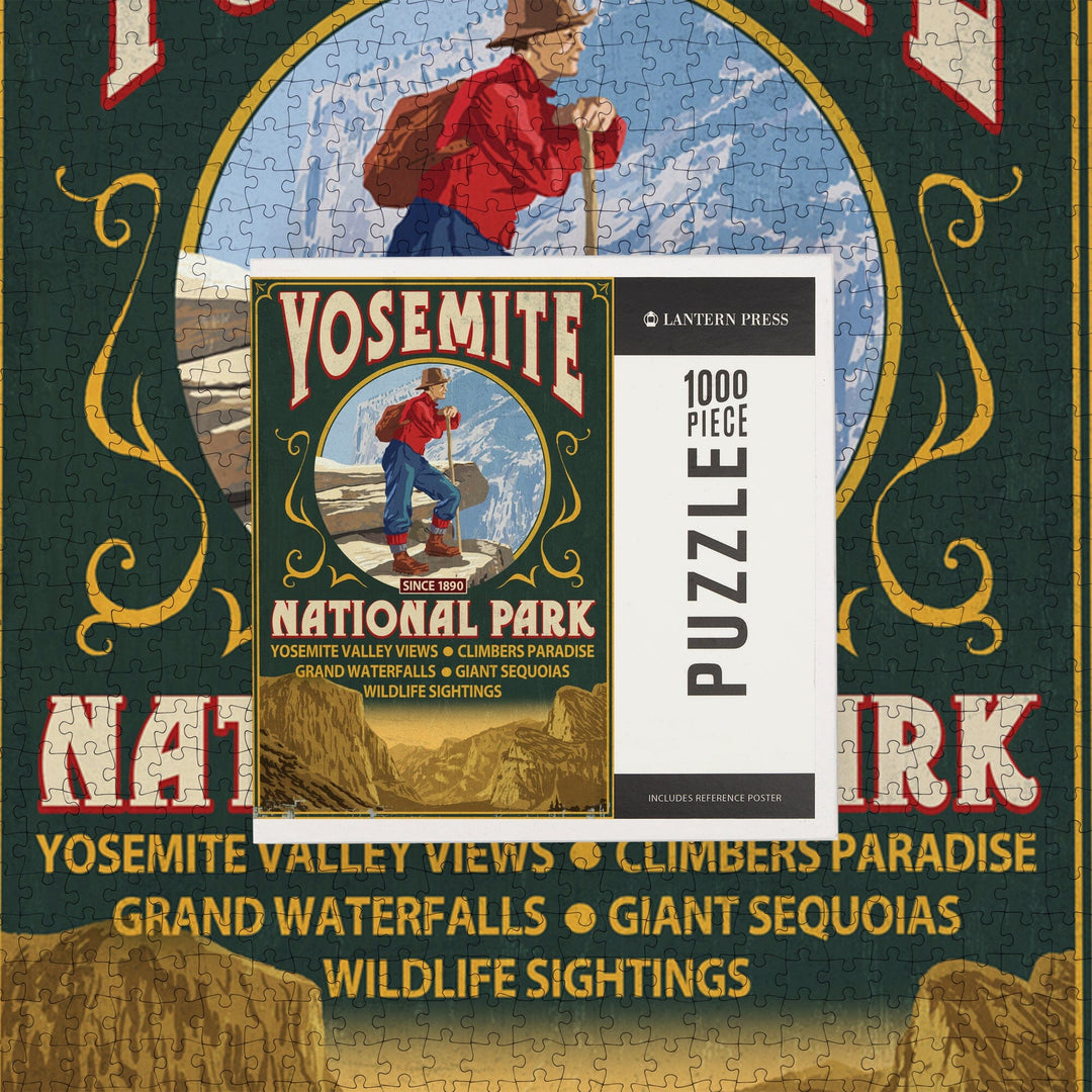 Yosemite National Park, California, Half Dome Vintage Sign, Jigsaw Puzzle Puzzle Lantern Press 