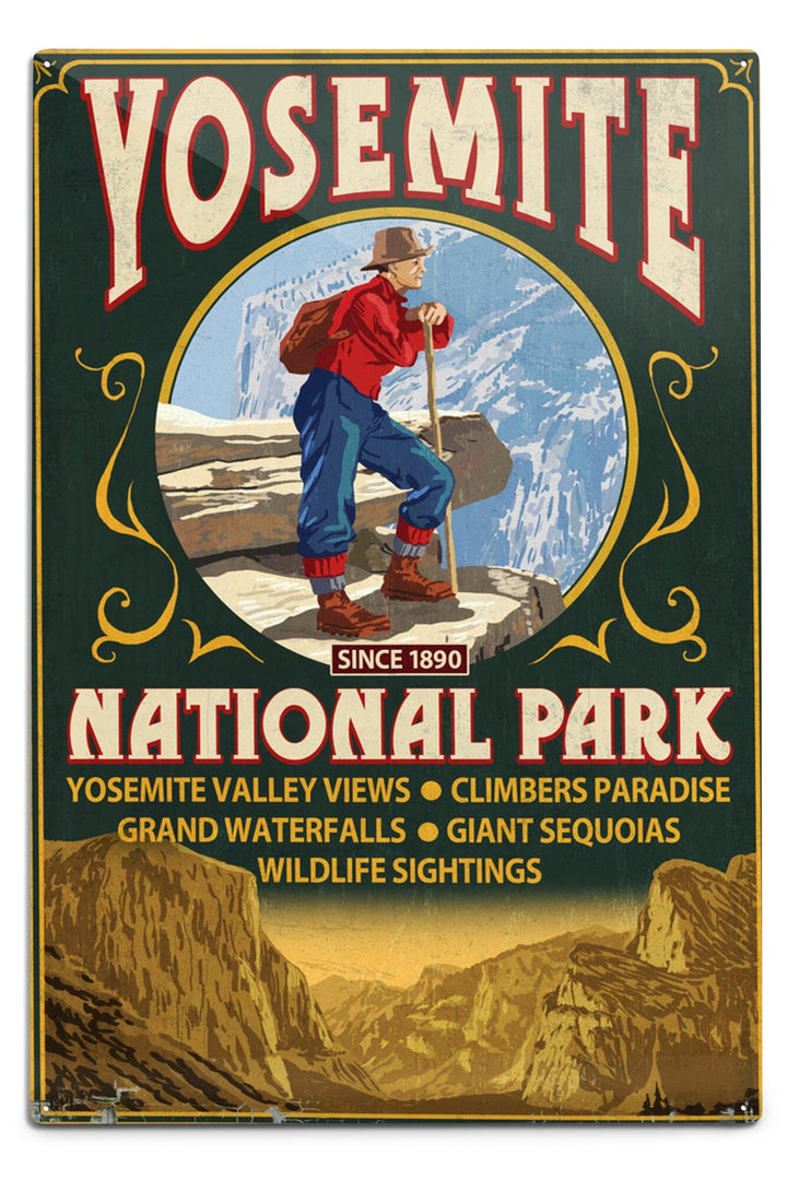 Yosemite National Park, California, Half Dome Vintage Sign, Metal Signs Metal Lantern Press 6 x 9 Metal Sign 