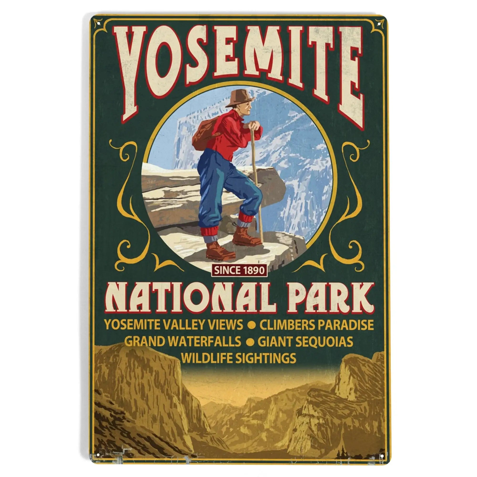 Yosemite National Park, California, Half Dome Vintage Sign metal