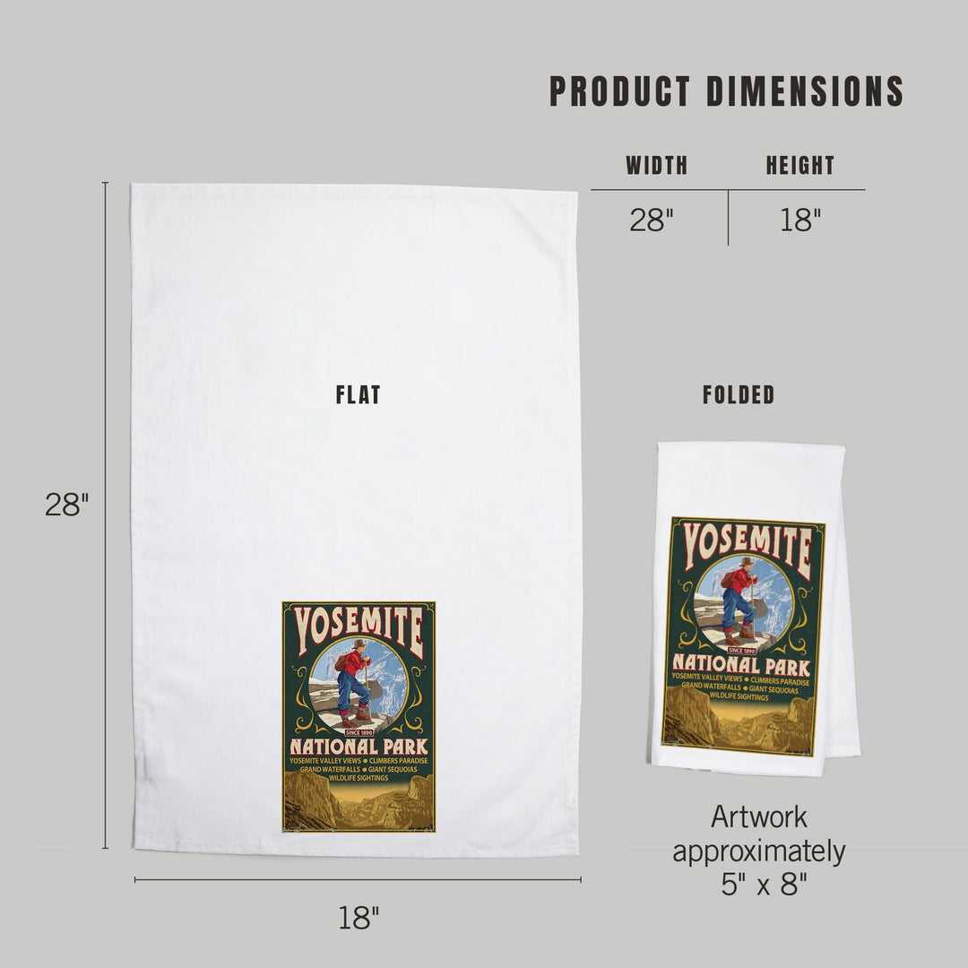 Yosemite National Park, California, Half Dome Vintage Sign, Organic Cotton Kitchen Tea Towels Kitchen Lantern Press 