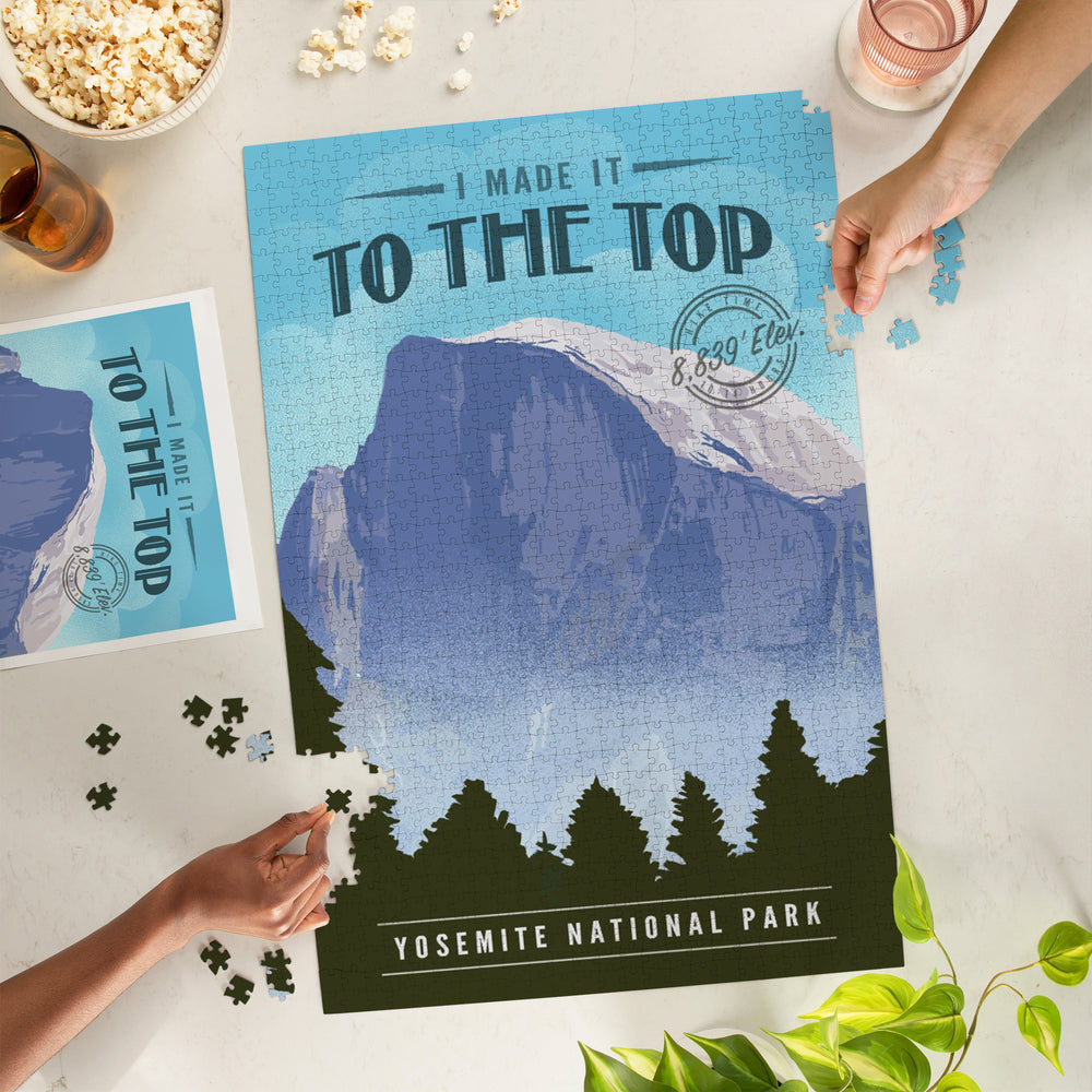 Yosemite National Park, California, I Made it to the Top, Half Dome, Lithograph, Jigsaw Puzzle Puzzle Lantern Press 