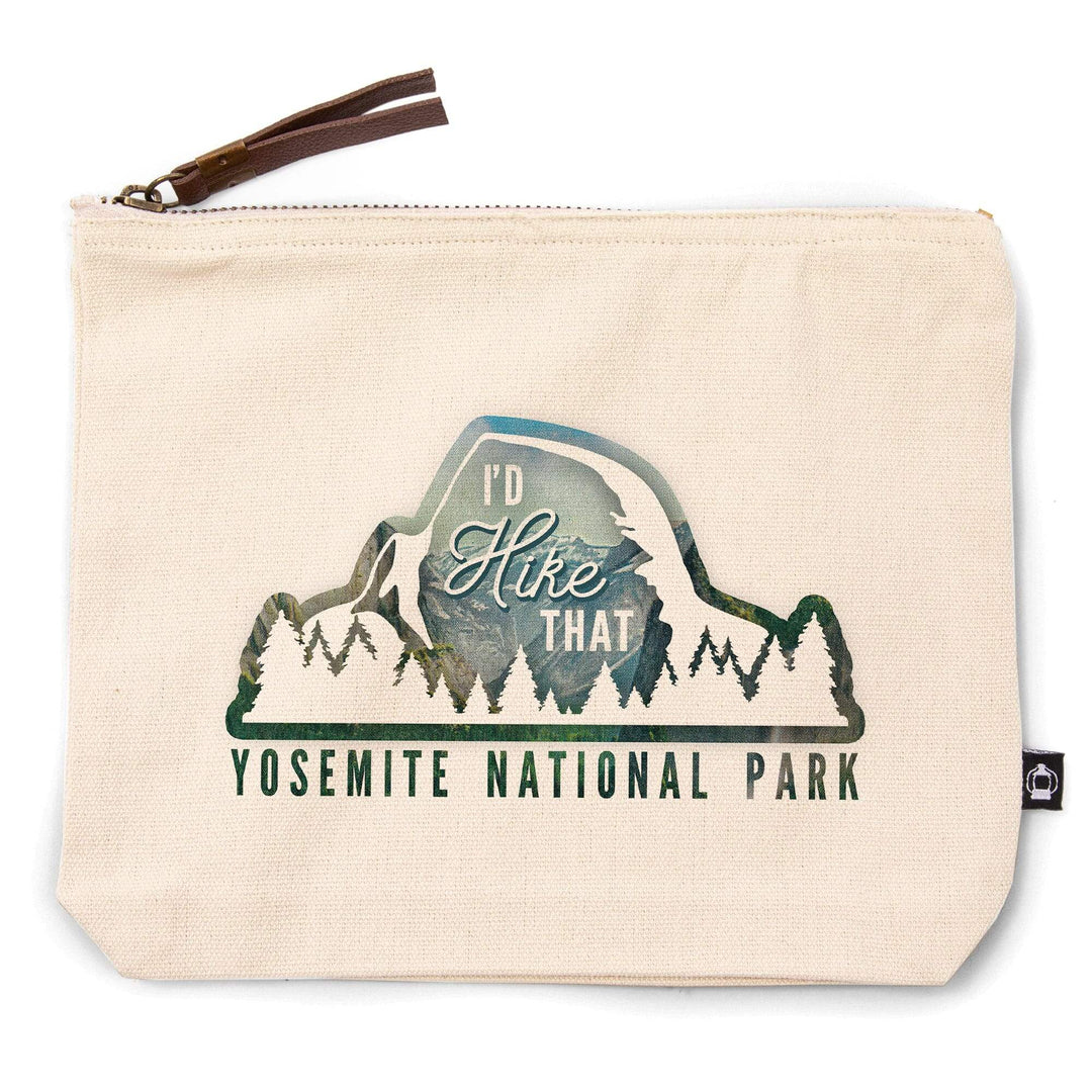 Yosemite National Park, California, I'd Hike That,, Organic Cotton Zipper Pouch, Go Bag Go Bag Lantern Press 