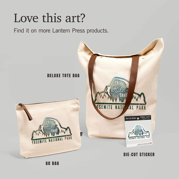 Yosemite National Park, California, I'd Hike That,, Organic Cotton Zipper Pouch, Go Bag Go Bag Lantern Press 