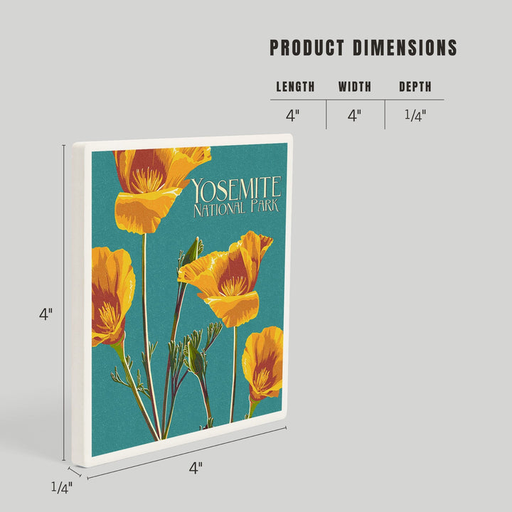 Yosemite National Park, California, Letterpress, Poppy, Coasters Coasters Lantern Press 