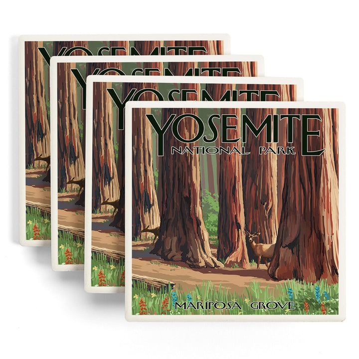 Yosemite National Park, California, Mariposa Grove, Coasters Coasters Lantern Press 
