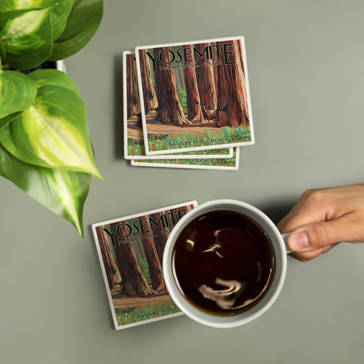 Yosemite National Park, California, Mariposa Grove, Coasters Coasters Lantern Press 