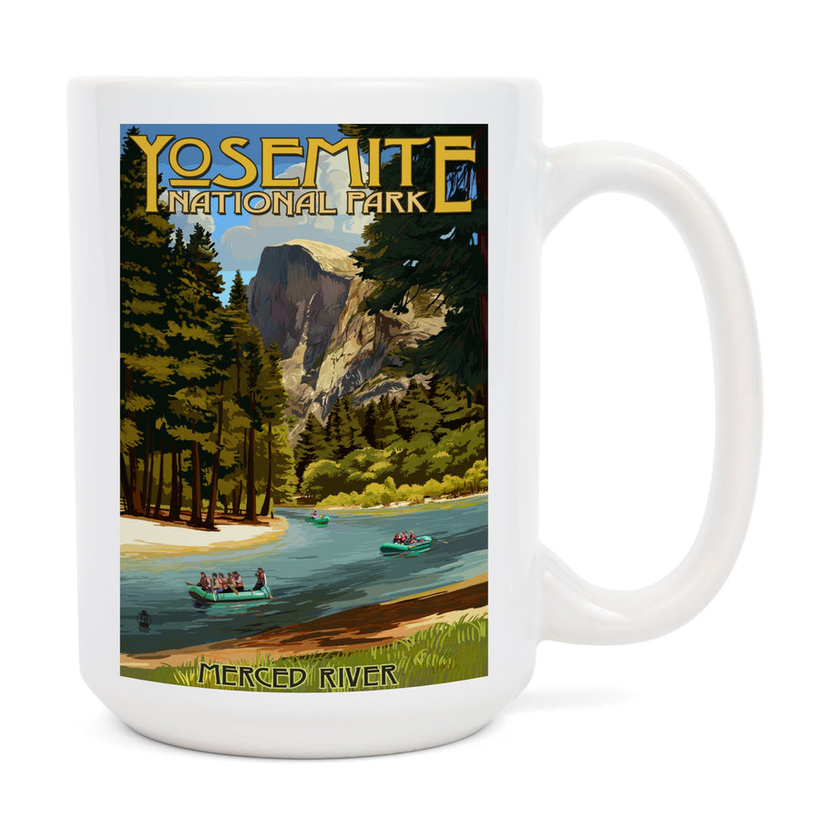 Yosemite National Park, California, Merced River Rafting, Ceramic Mug Mugs Lantern Press 