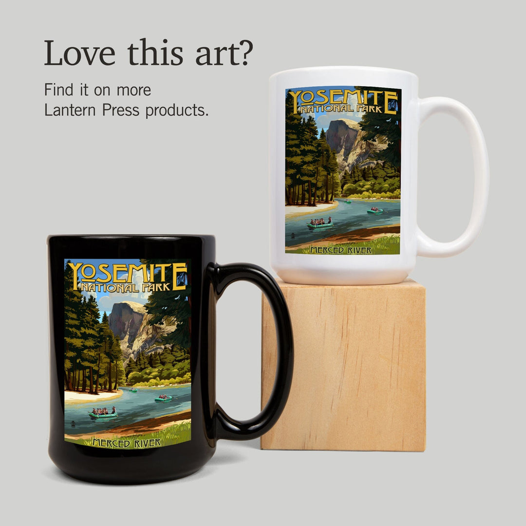 Yosemite National Park, California, Merced River Rafting, Ceramic Mug Mugs Lantern Press 