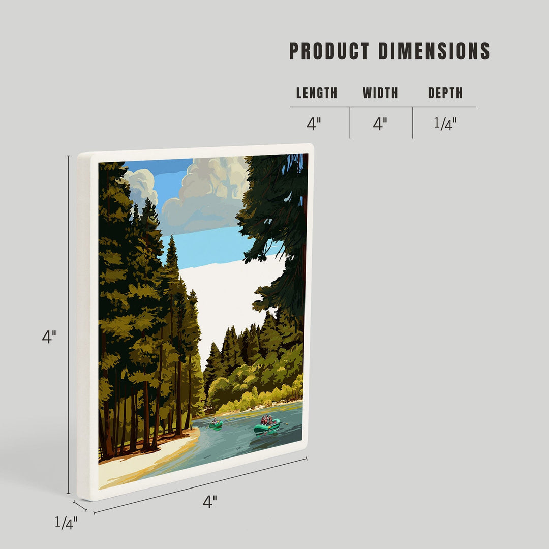 Yosemite National Park, California, Merced River Rafting, Coasters Coasters Lantern Press 