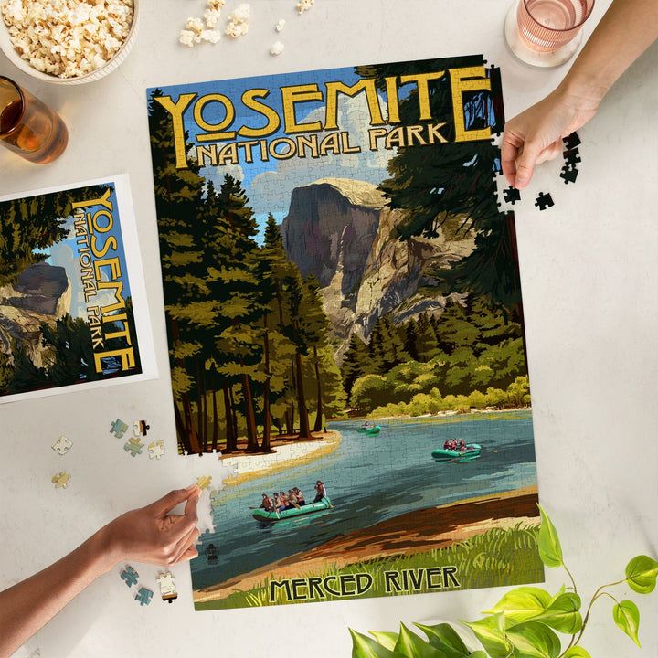 Yosemite National Park, California, Merced River Rafting, Jigsaw Puzzle Puzzle Lantern Press 