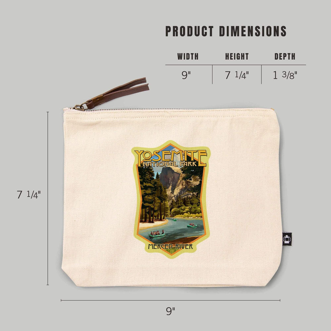 Yosemite National Park, California, Merced River Rafting,, Organic Cotton Zipper Pouch, Go Bag Go Bag Lantern Press 