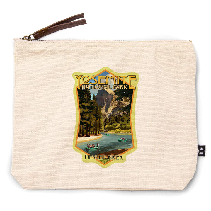 Yosemite National Park, California, Merced River Rafting,, Organic Cotton Zipper Pouch, Go Bag Go Bag Lantern Press 