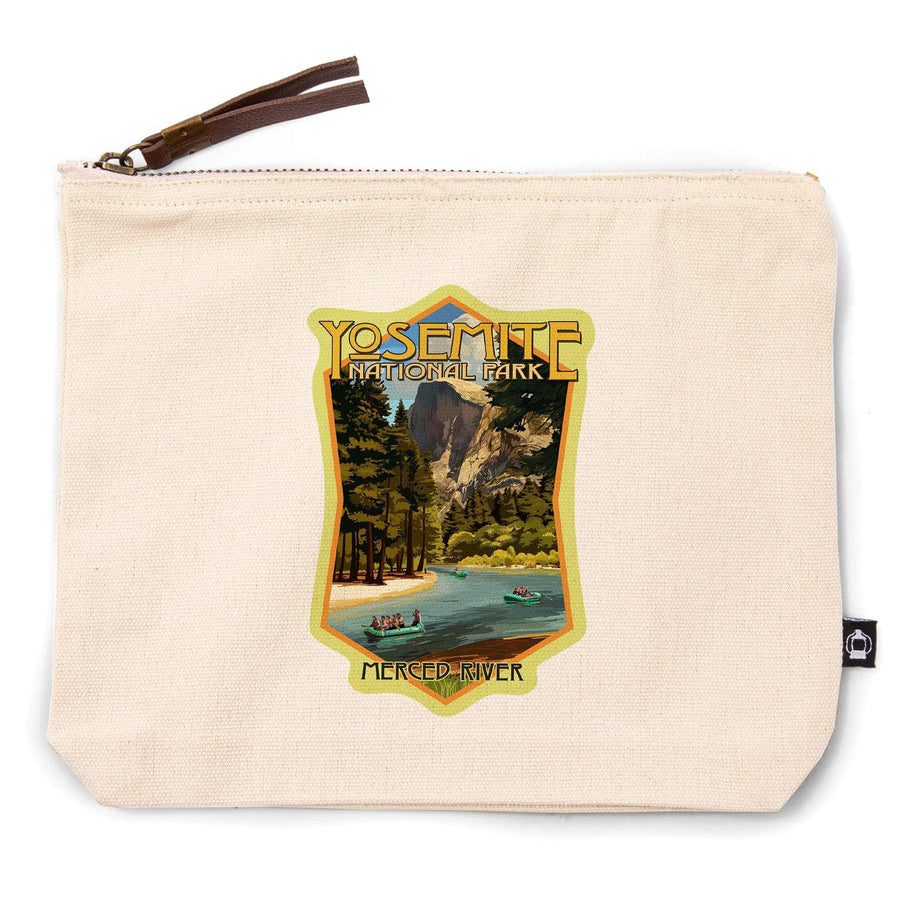 Yosemite National Park, California, Merced River Rafting,, Organic Cotton Zipper Pouch, Go Bag Go Bag Lantern Press 