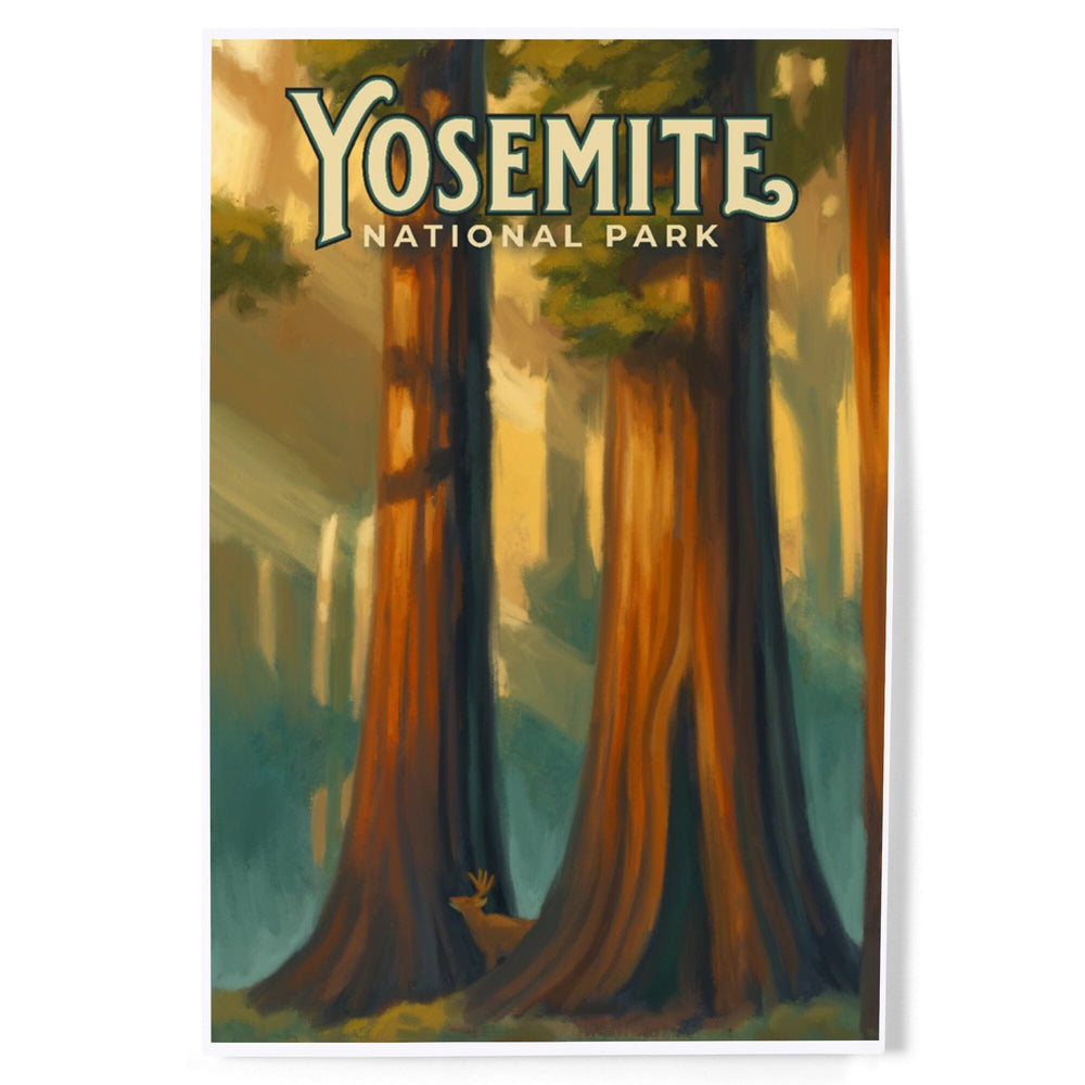 Yosemite National Park, California, Oil Painting, Art & Giclee Prints Art Lantern Press 8 x 12 Art Print 
