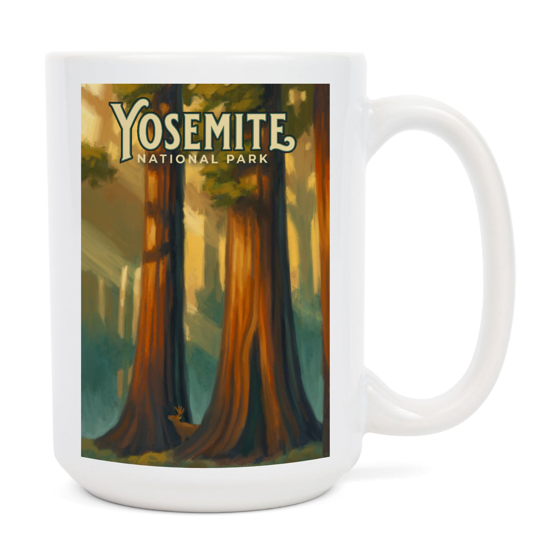 Yosemite National Park, California, Oil Painting, Ceramic Mug Mugs Lantern Press 