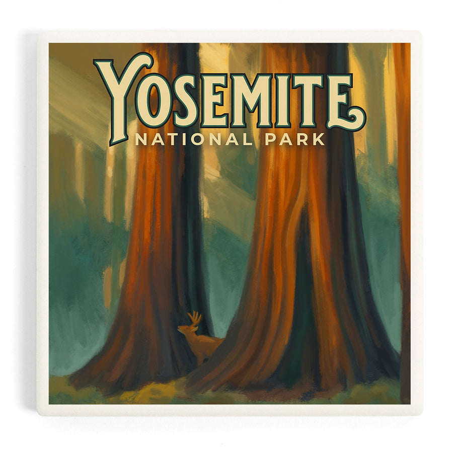 Yosemite National Park, California, Oil Painting, Coasters Coasters Lantern Press 