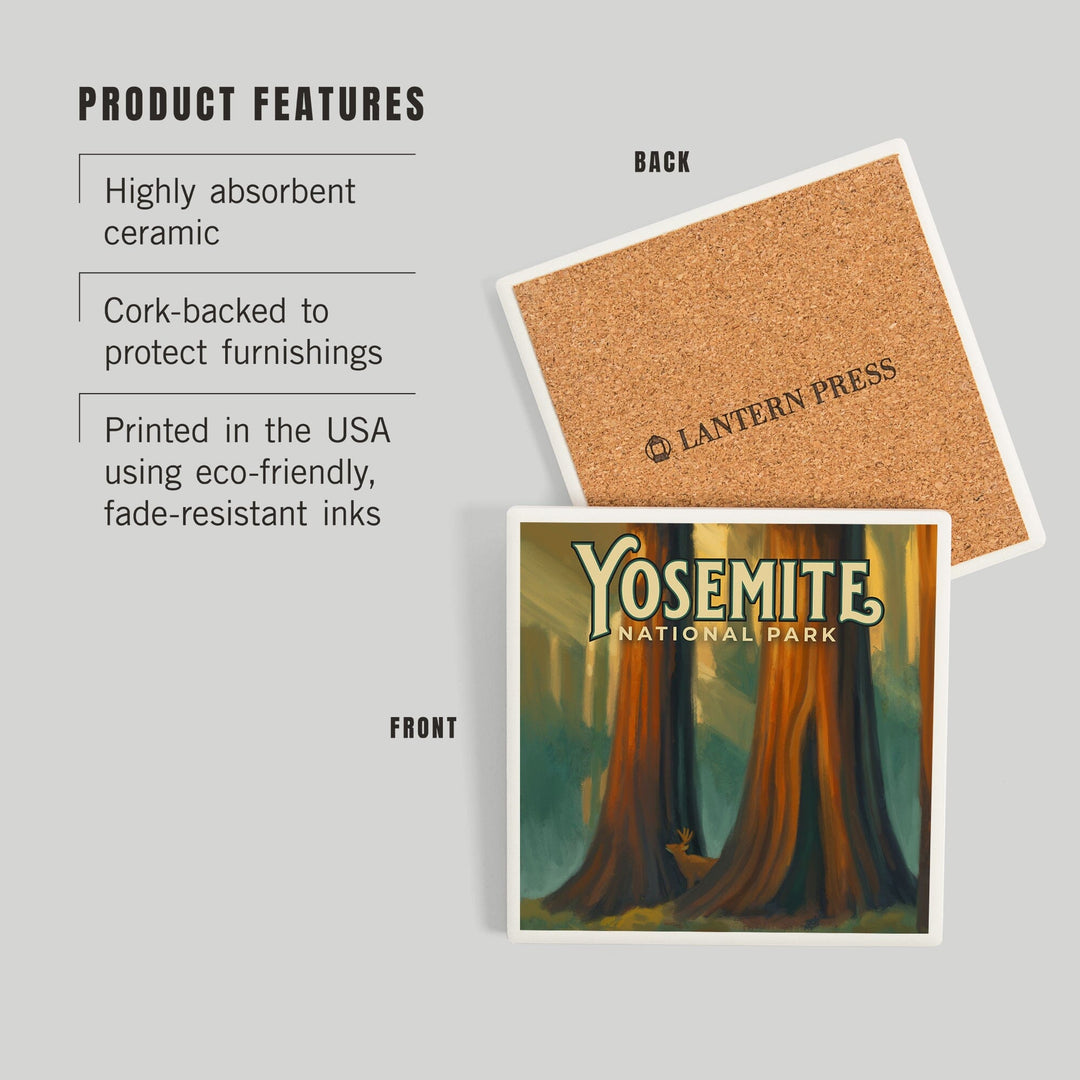 Yosemite National Park, California, Oil Painting, Coasters Coasters Lantern Press 