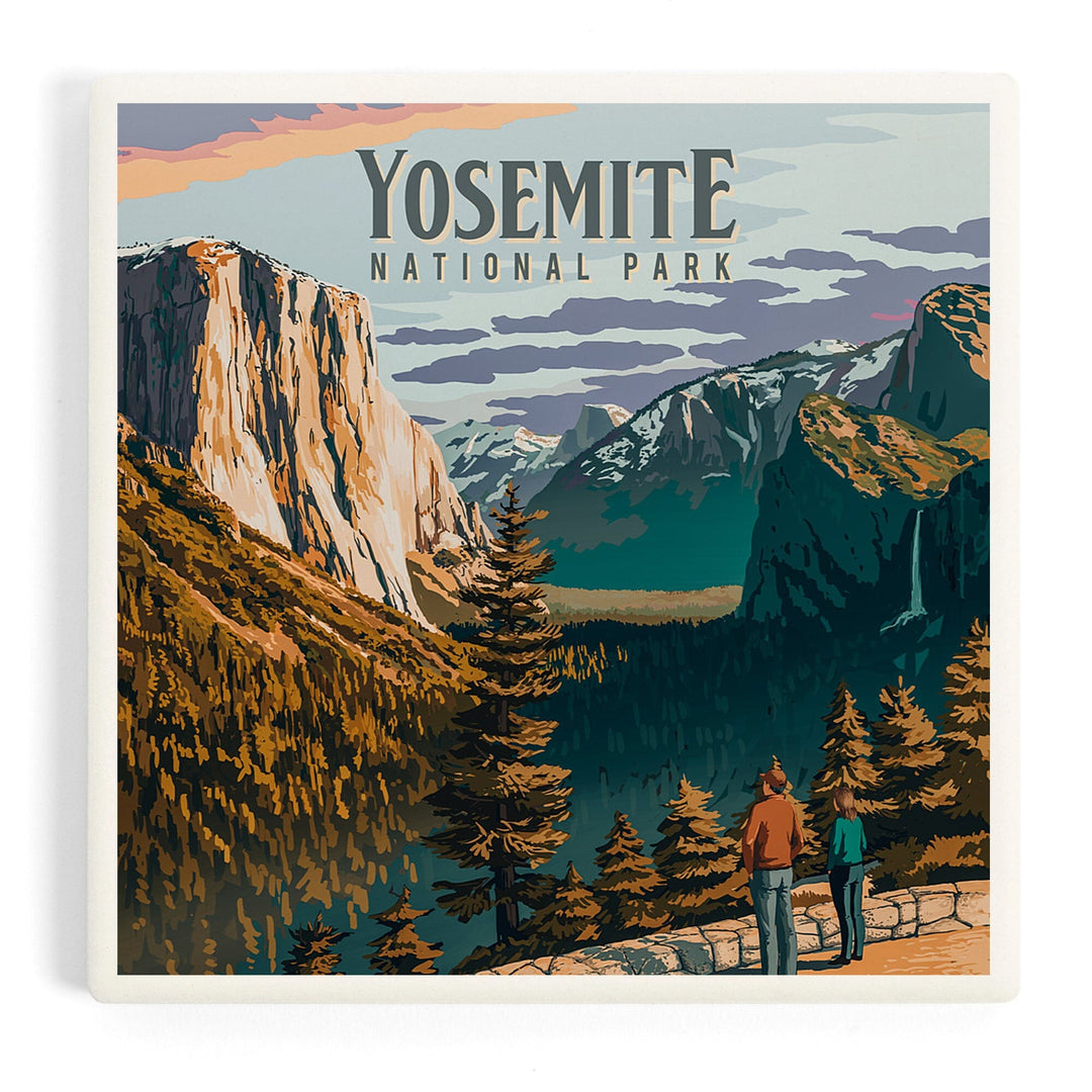 Yosemite National Park, California, Painterly National Park Series, Coasters Coasters Lantern Press 