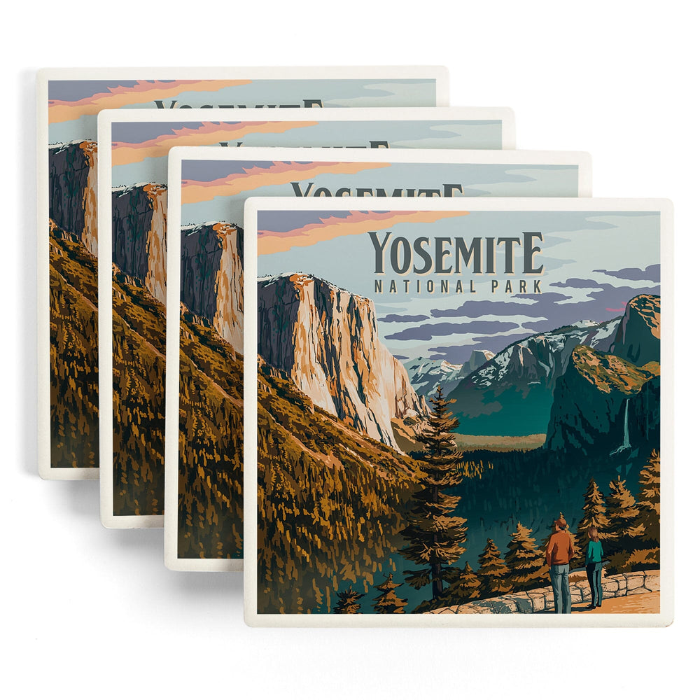 Yosemite National Park, California, Painterly National Park Series, Coasters Coasters Lantern Press 