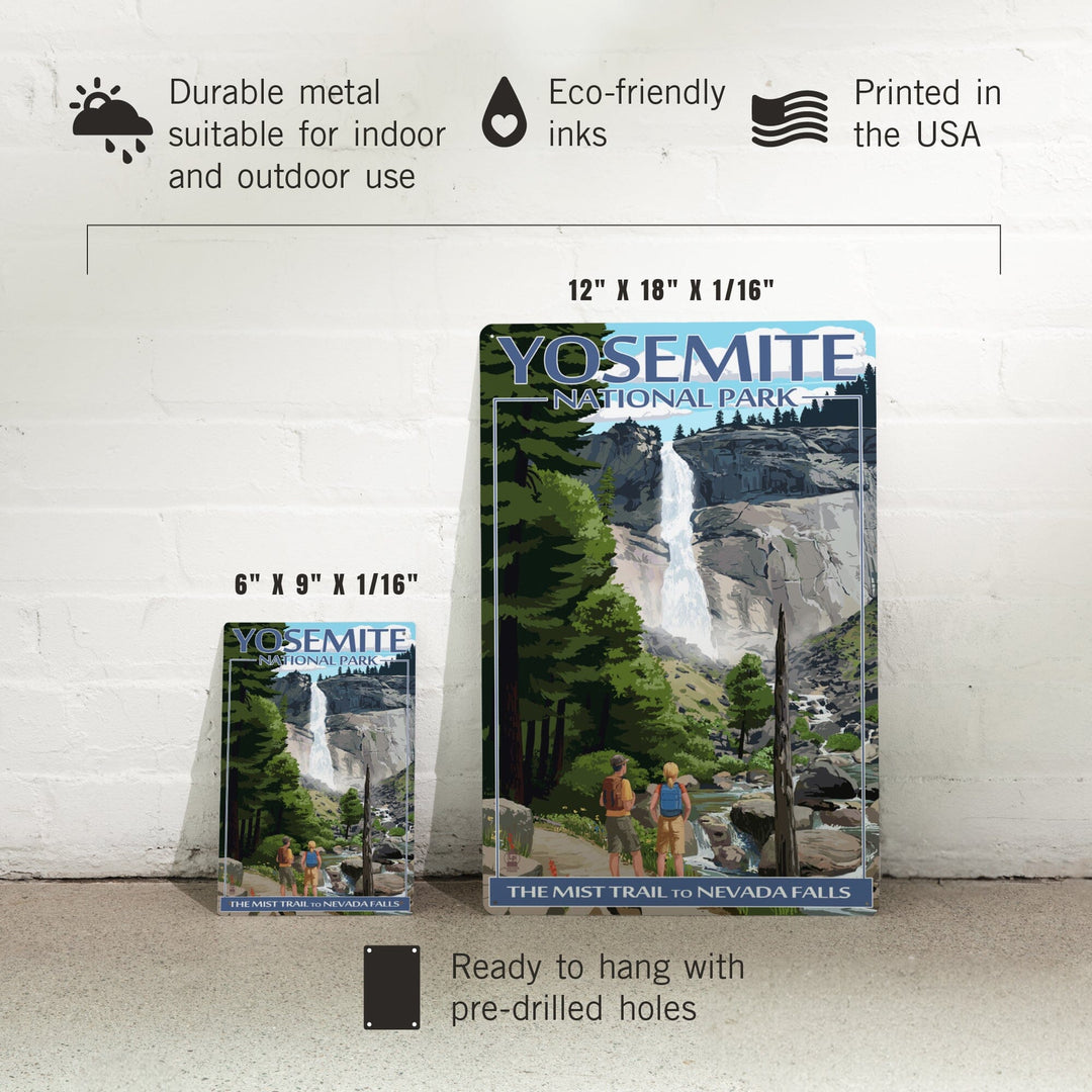 Yosemite National Park, California, Painterly, The Mist Trail, Metal Signs Metal Lantern Press 