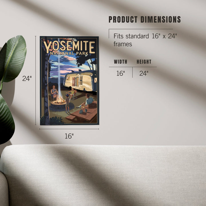 Yosemite National Park, California, Retro Camper and Mountains, Art & Giclee Prints Art Lantern Press 