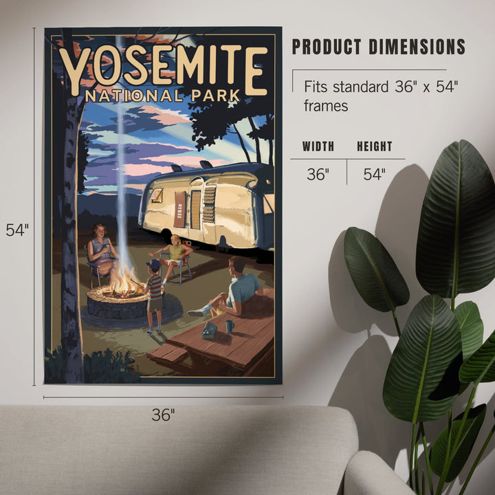 Yosemite National Park, California, Retro Camper and Mountains, Art & Giclee Prints Art Lantern Press 