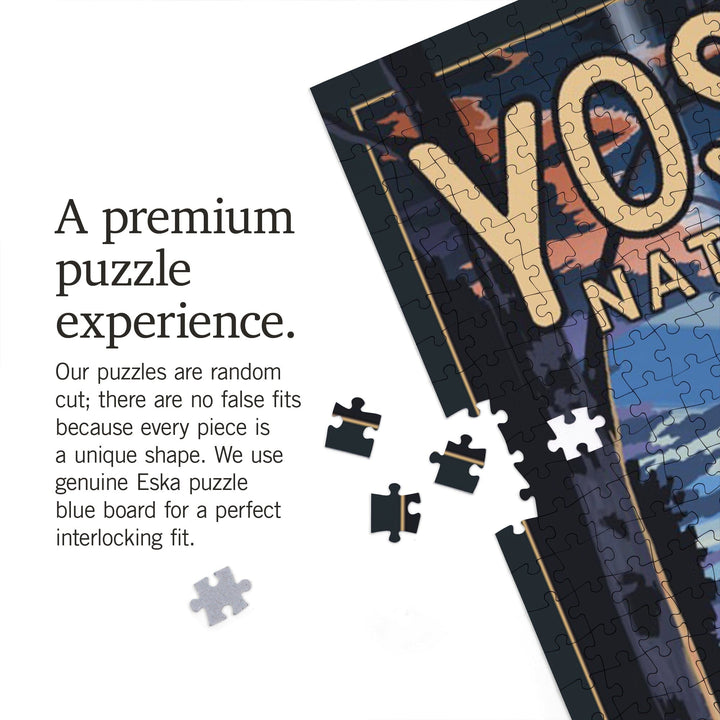 Yosemite National Park, California, Retro Camper and Mountains, Jigsaw Puzzle Puzzle Lantern Press 