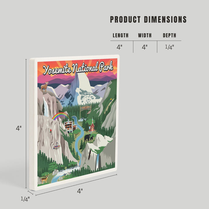 Yosemite National Park, California, Retro Views, Coasters Coasters Lantern Press 