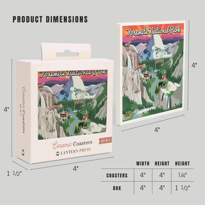 Yosemite National Park, California, Retro Views, Coasters Coasters Lantern Press 