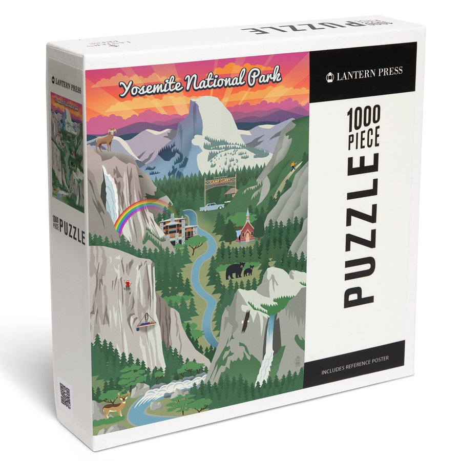 Yosemite National Park, California, Retro Views, Jigsaw Puzzle Puzzle Lantern Press 