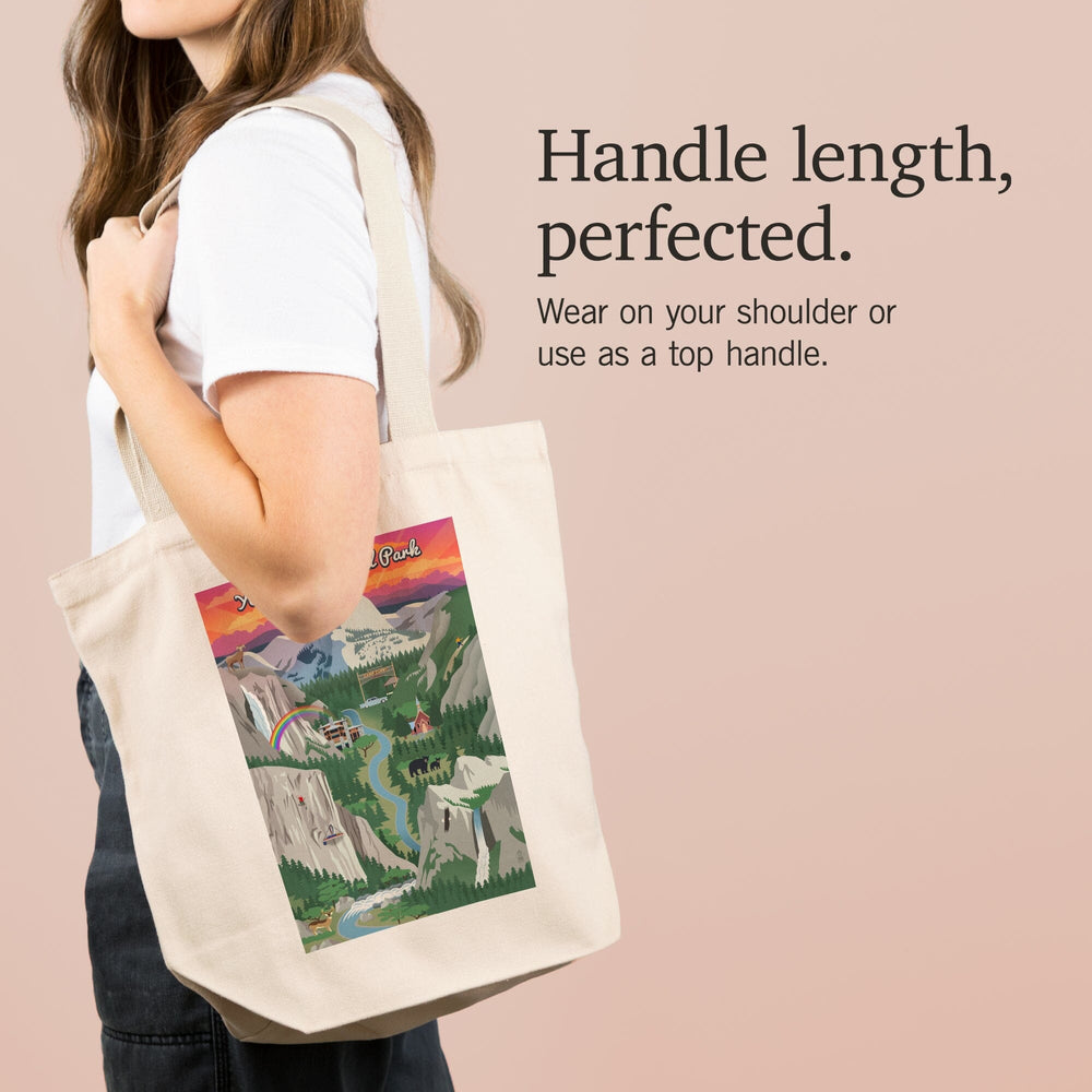 Yosemite National Park, California, Retro Views, Tote Bag Totes Lantern Press 