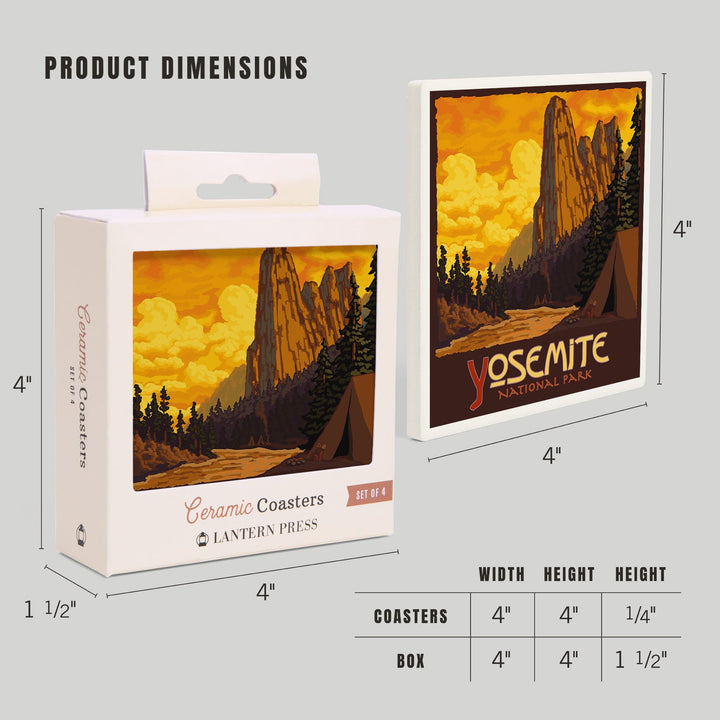 Yosemite National Park, California, Sentinel, Coasters Coasters Lantern Press 