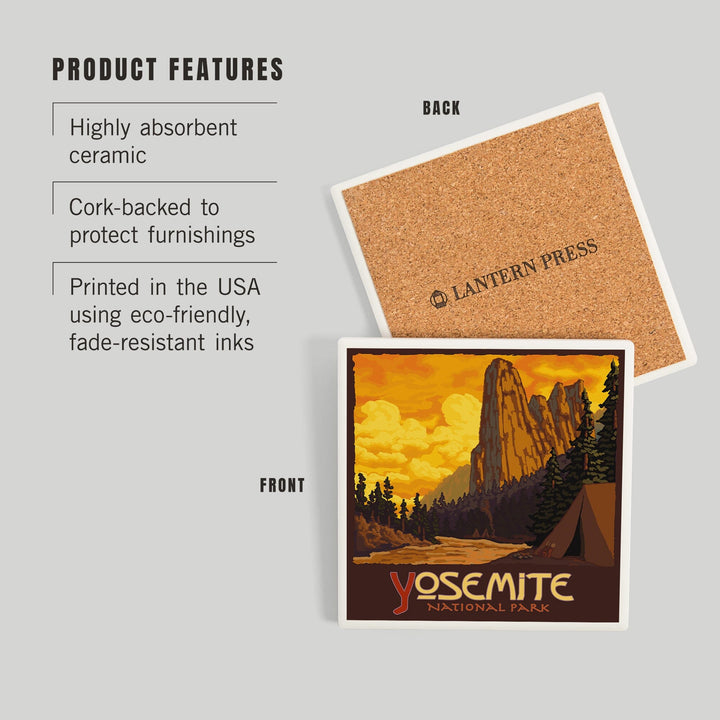 Yosemite National Park, California, Sentinel, Coasters Coasters Lantern Press 