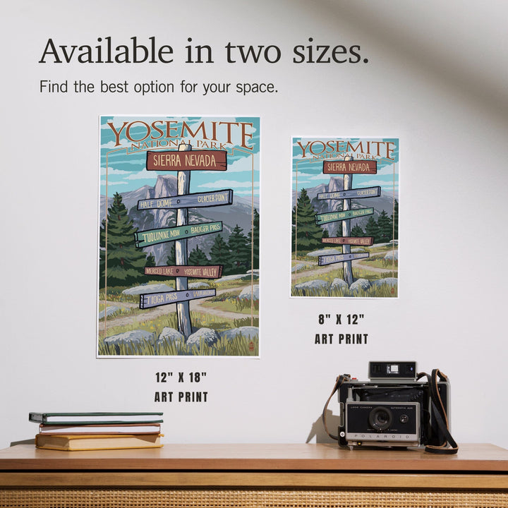 Yosemite National Park, California, Signpost, Art & Giclee Prints Art Lantern Press 