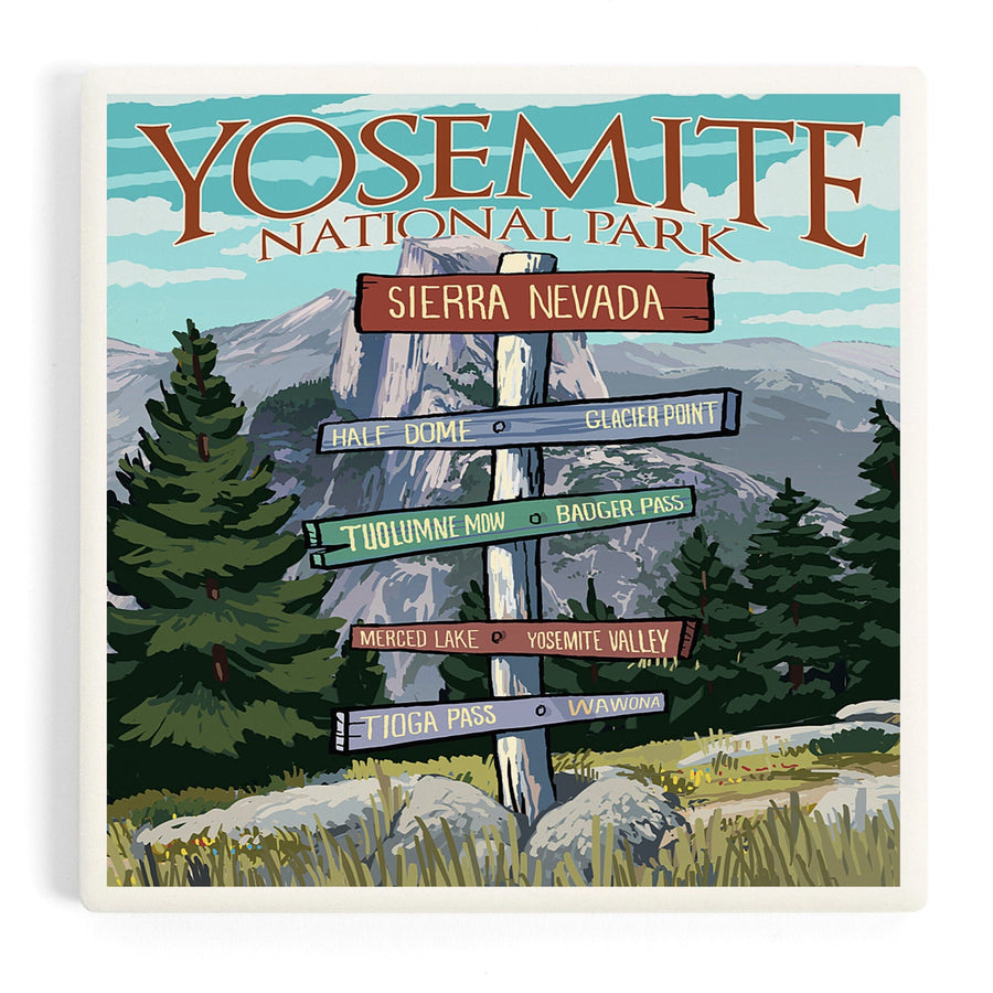 Yosemite National Park, California, Signpost, Coasters Coasters Lantern Press 
