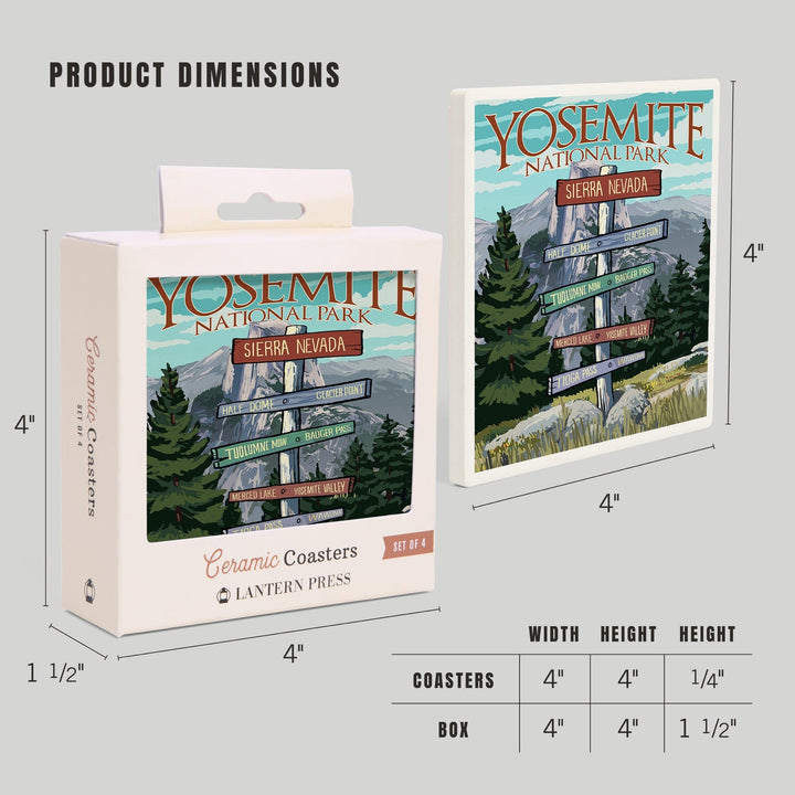 Yosemite National Park, California, Signpost, Coasters Coasters Lantern Press 