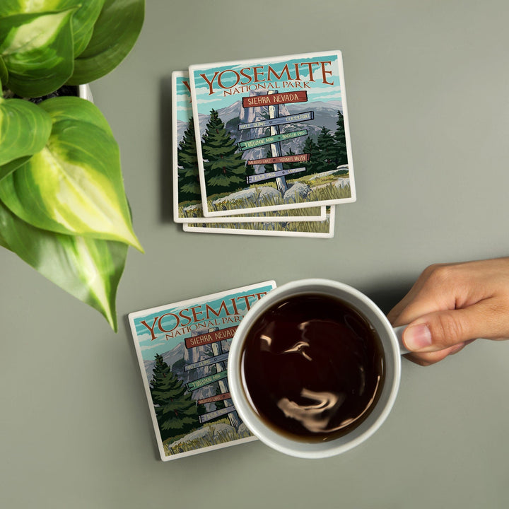 Yosemite National Park, California, Signpost, Coasters Coasters Lantern Press 