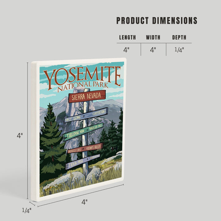 Yosemite National Park, California, Signpost, Coasters Coasters Lantern Press 