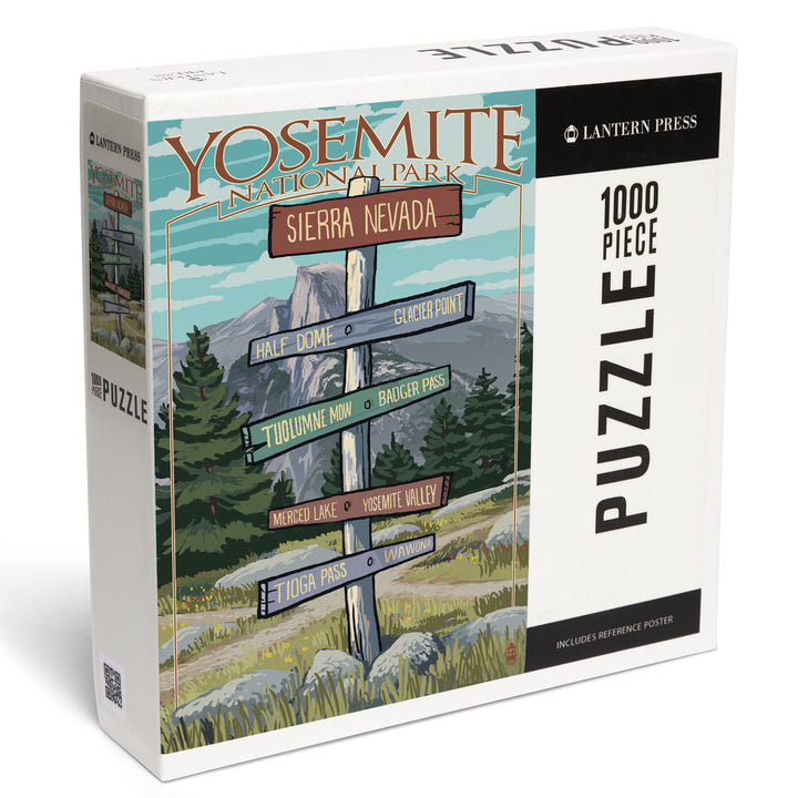 Yosemite National Park, California, Signpost, Jigsaw Puzzle Puzzle Lantern Press 