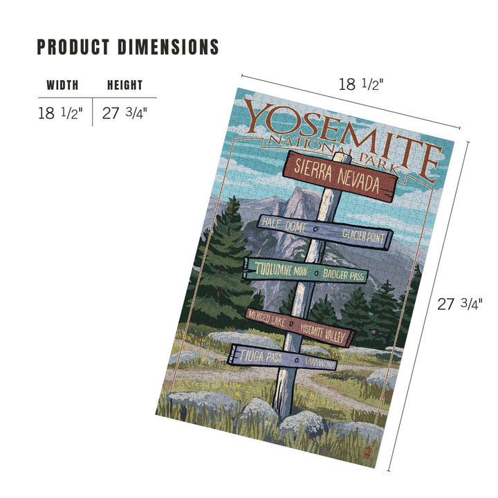 Yosemite National Park, California, Signpost, Jigsaw Puzzle Puzzle Lantern Press 