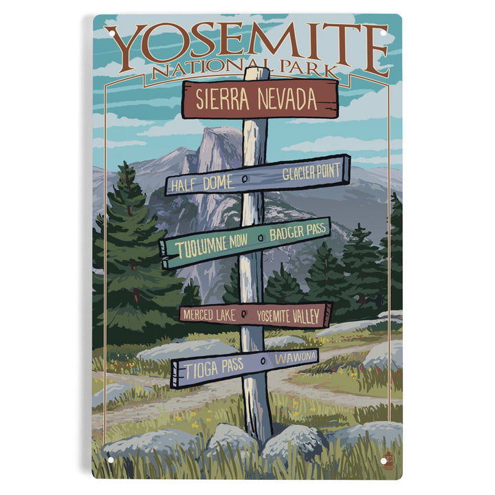 Yosemite National Park, California, Signpost, Metal Signs Metal Lantern Press 