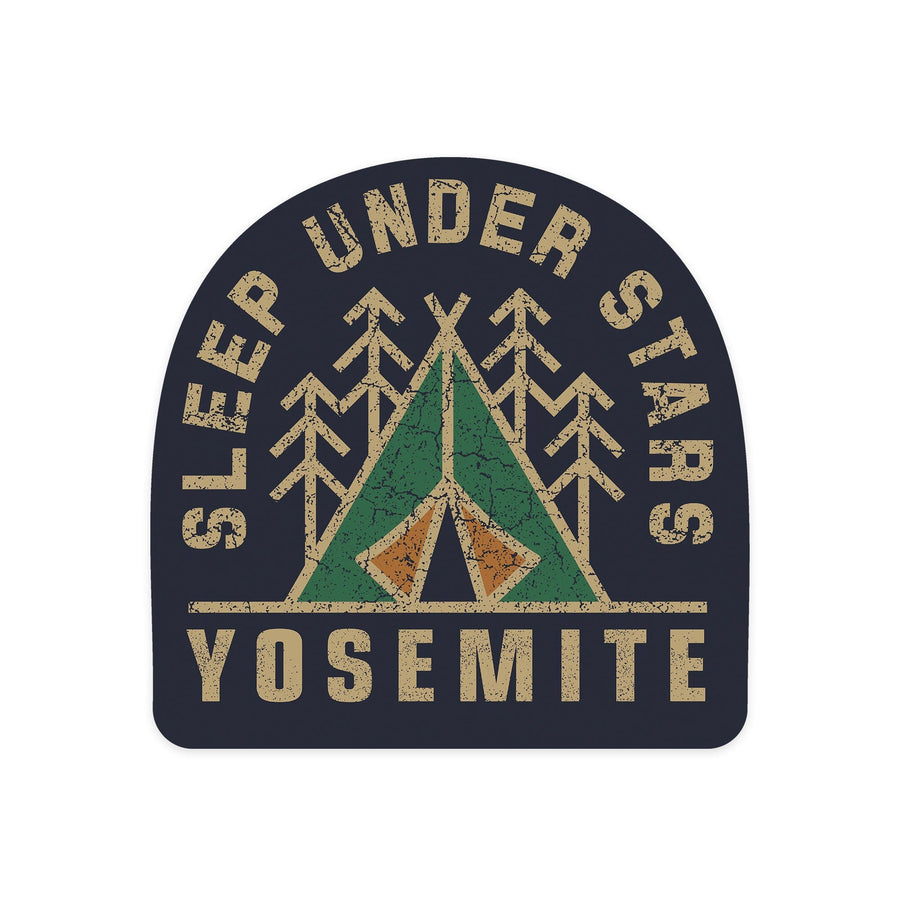 Yosemite National Park, California, Sleep Under Stars, Contour, Vinyl Sticker Sticker Lantern Press 
