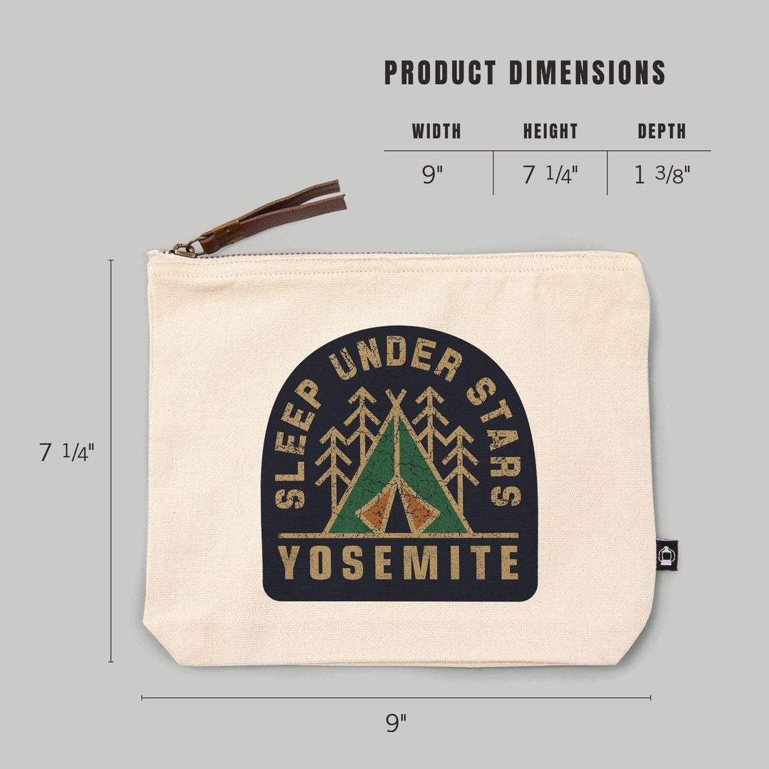 Yosemite National Park, California, Sleep Under Stars,, Organic Cotton Zipper Pouch, Go Bag Go Bag Lantern Press 