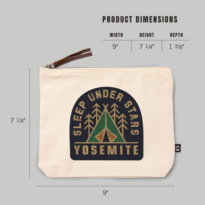 Yosemite National Park, California, Sleep Under Stars,, Organic Cotton Zipper Pouch, Go Bag Go Bag Lantern Press 