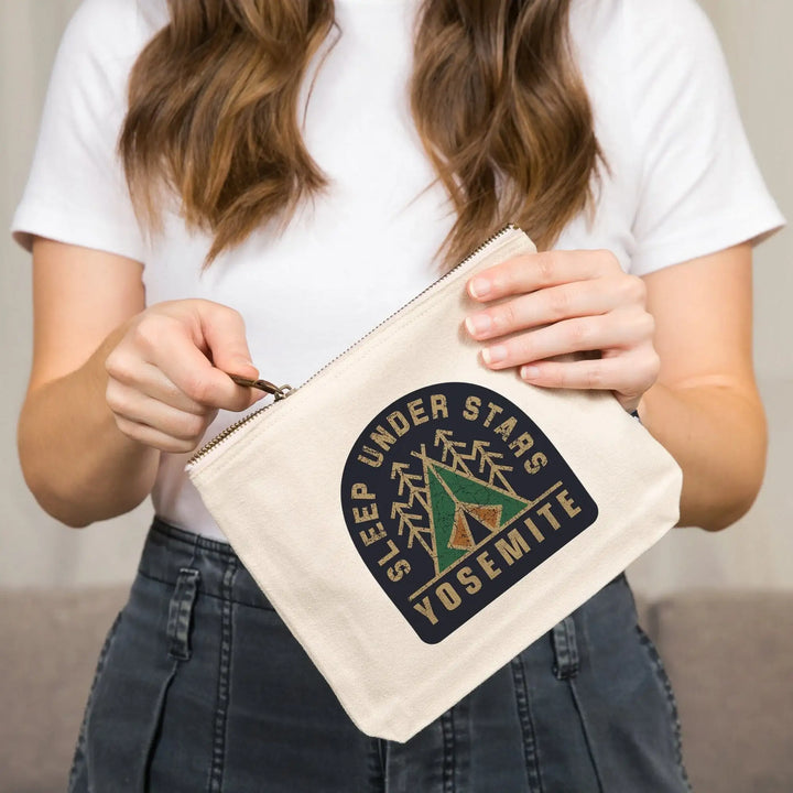 Yosemite National Park, California, Sleep Under Stars,, Organic Cotton Zipper Pouch, Go Bag Go Bag Lantern Press 