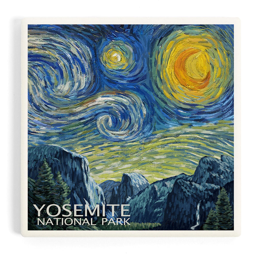Yosemite National Park, California, Starry Night National Park Series, Coasters Coasters Lantern Press 