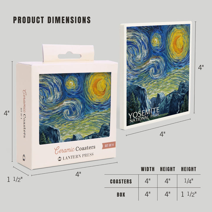 Yosemite National Park, California, Starry Night National Park Series, Coasters Coasters Lantern Press 