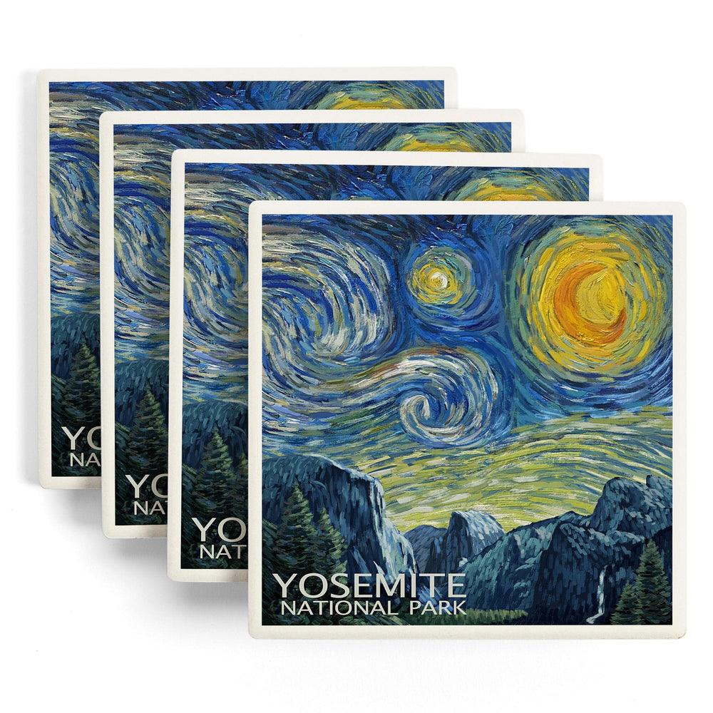 Yosemite National Park, California, Starry Night National Park Series, Coasters Coasters Lantern Press 